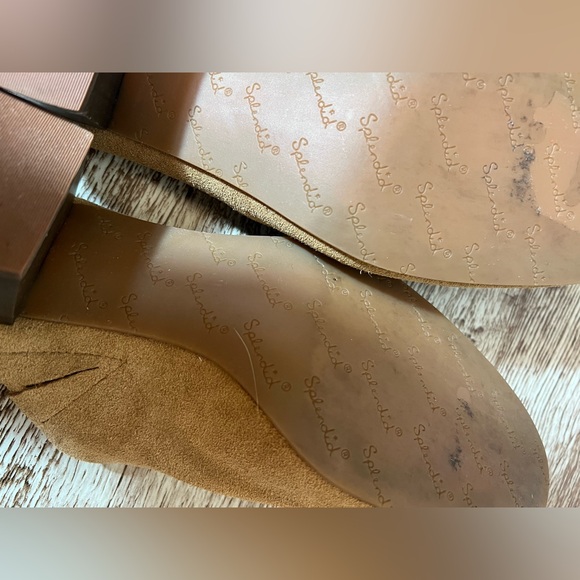Splendid Soft Tan Suede Mules with wooden heel size 10 M - Picture 10 of 11